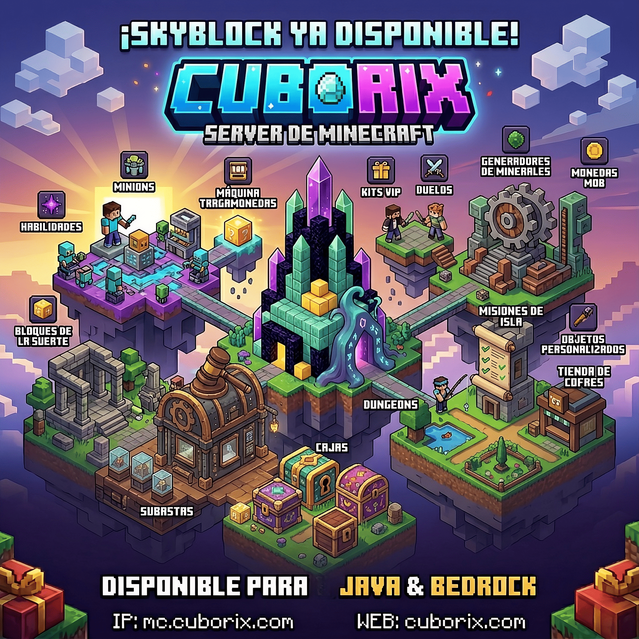 ¡Skyblock YA DISPONIBLE en Cuborix! 🚀